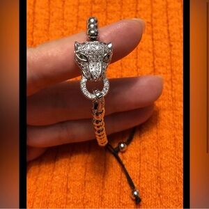 Shamballa Panther head bracelet with Cubic Zirconia